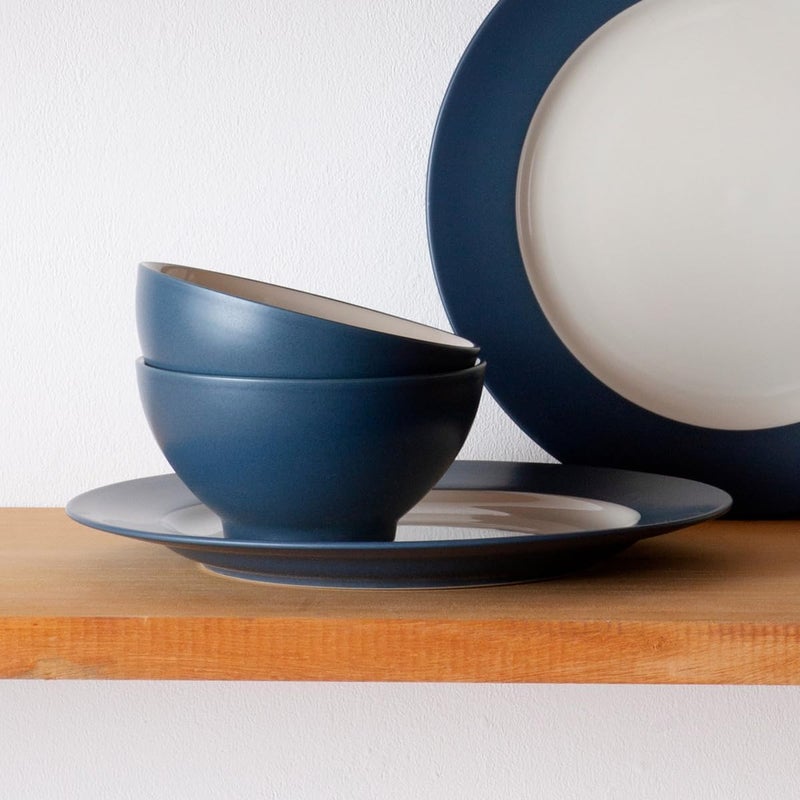 Noritake Colorwave Blue 12Piece Rim Dinnerware Set Service for 4 - Image 4