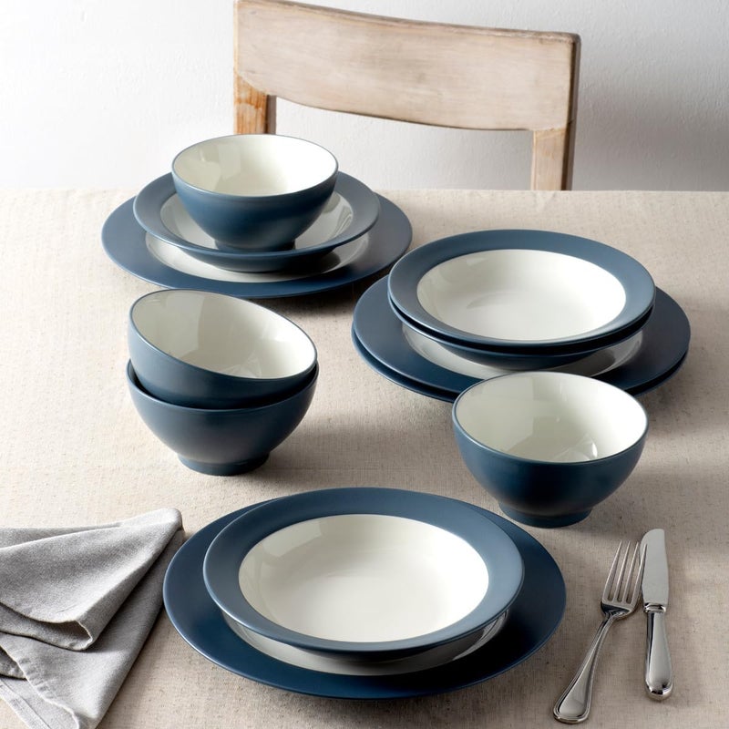 Noritake Colorwave Blue 12Piece Rim Dinnerware Set Service for 4 - Image 2