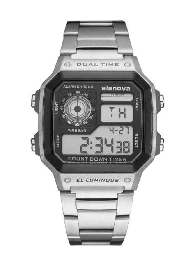 Elanova Digital Men’s Wristwatch, Water-Resistant with Stainless Steel Strap – Model EL906 - Image 3