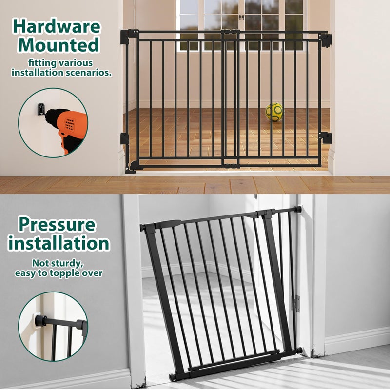 Miumoon 26.5-43" No Bottom Bar Baby Gate for Stairs and Doorways, 29" Tall Hardware-Mounted Baby Gate for Top and Bottom Stairs, Auto-Close Dog Gate Indoor with Extra Wide Walk Thru - Image 3