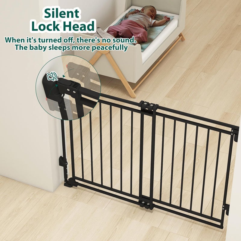 Miumoon 26.5-43" No Bottom Bar Baby Gate for Stairs and Doorways, 29" Tall Hardware-Mounted Baby Gate for Top and Bottom Stairs, Auto-Close Dog Gate Indoor with Extra Wide Walk Thru - Image 4