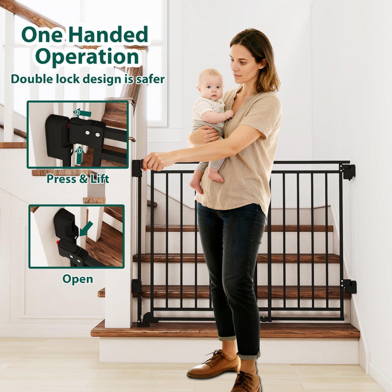 Miumoon 26.5-43" No Bottom Bar Baby Gate for Stairs and Doorways, 29" Tall Hardware-Mounted Baby Gate for Top and Bottom Stairs, Auto-Close Dog Gate Indoor with Extra Wide Walk Thru - Image 5