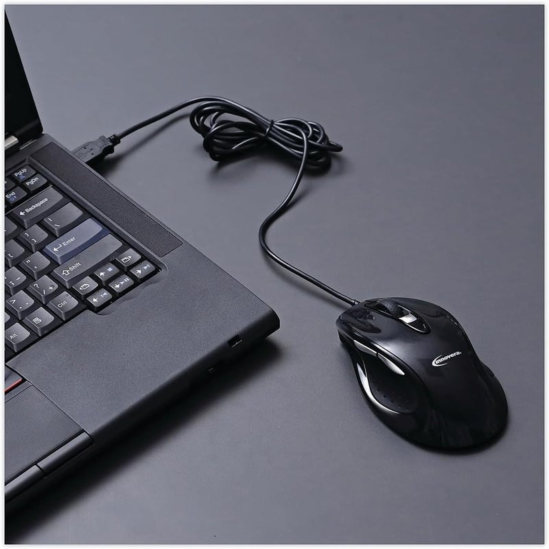 Innovera IVR61014 USB 20 Right Hand Use FullSize Wired Optical Mouse  Black - Image 3