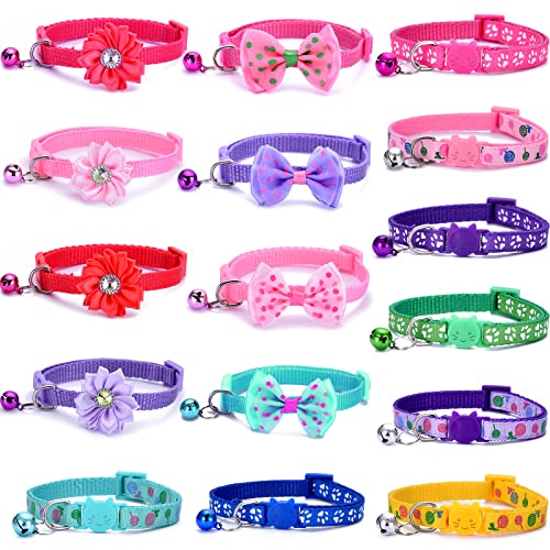 Tamhoo 16 PCS Cute Cat Collars Breakaway with Bell for Boy Cats and Girl Cats Gifts - Image 1