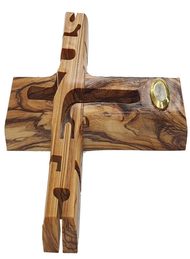 Zuluf 6" Olive Wood Wall Cross Christian Jesus Handmade Hanging Crucifix with Soil Dirt Holy Land Gift CRS007 - Image 4