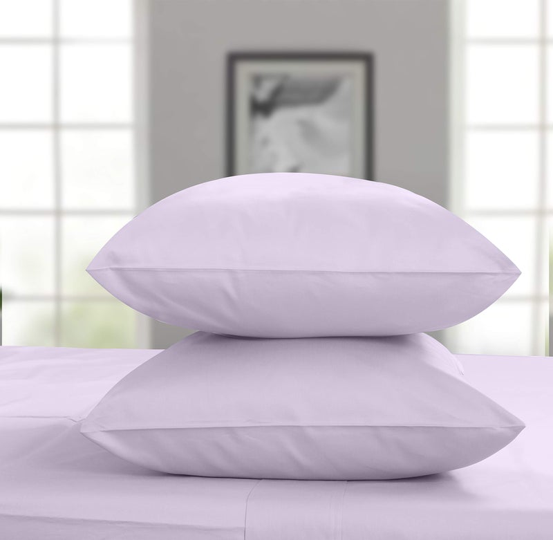 Threadmill King Pillowcases  Certified 100 Egyptian Cotton 2 Piece Pillow Cover Set 400 Thread Count Sateen Weave Comfortable ELS Combed Cotton Solid Lilac Soft Pillow Cases