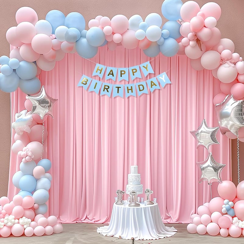 PARTISKY 24x10FT Baby Pink Backdrop Curtains for Wedding Parties, Wrinkle Free Polyester Photography Backdrop Drapes for Wedding Baby Shower Birthday Parties Stage Background Stand Decorations 4x10ft,6 Panels - Image 3