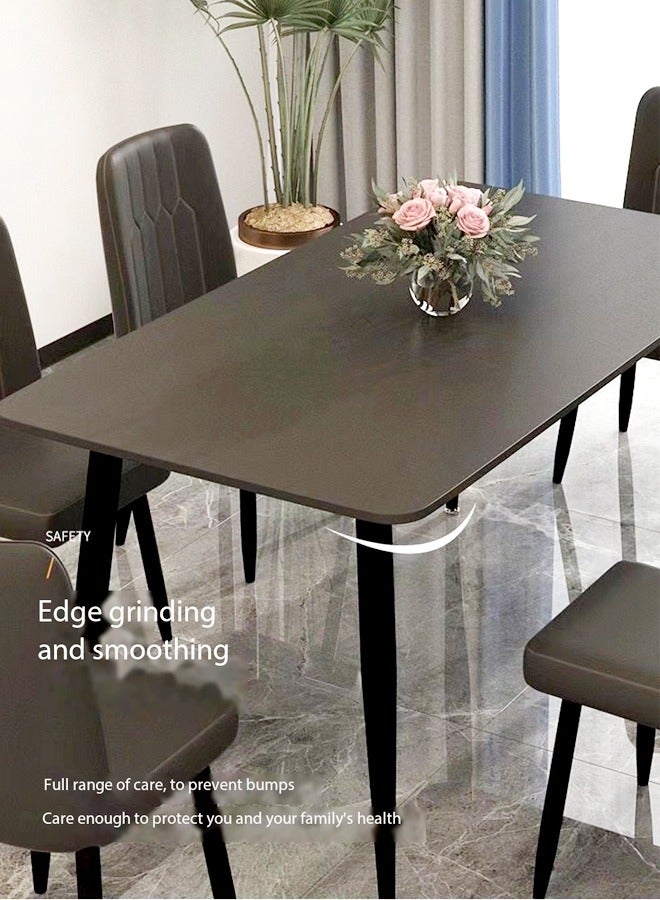 fashionhome 1-Piece Modern Round Edge Design Kitchen Table with Stone Top and Steel Legs Slate Dinning Table for Living Room Dinning Room Home and Offices 120x70x75 cm  - Image 3