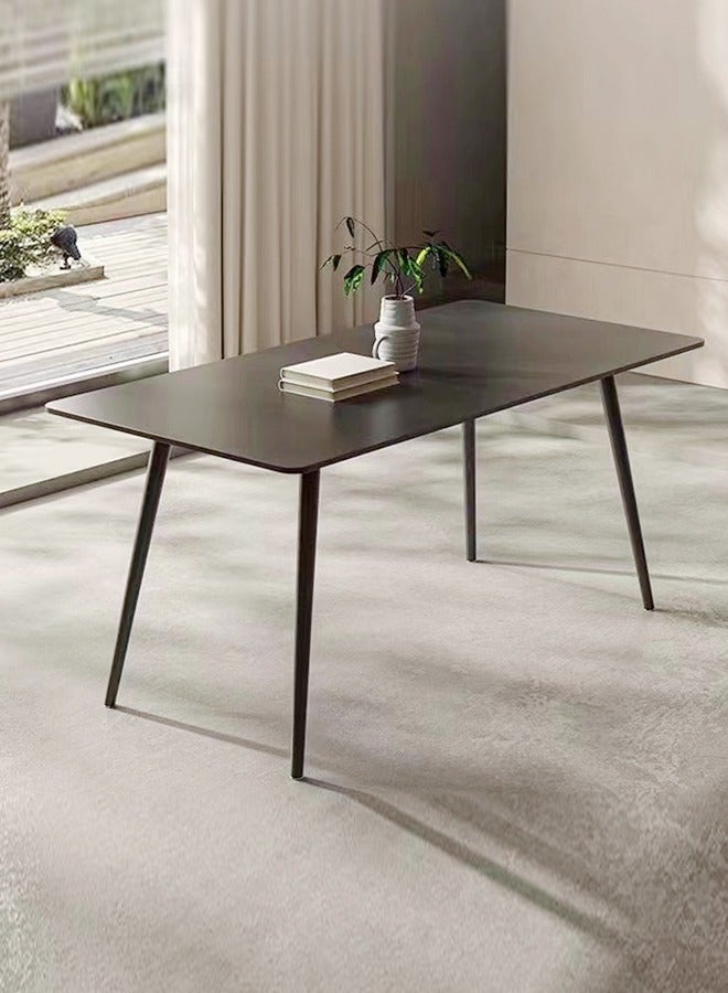 fashionhome 1-Piece Modern Round Edge Design Kitchen Table with Stone Top and Steel Legs Slate Dinning Table for Living Room Dinning Room Home and Offices 120x70x75 cm  - Image 1