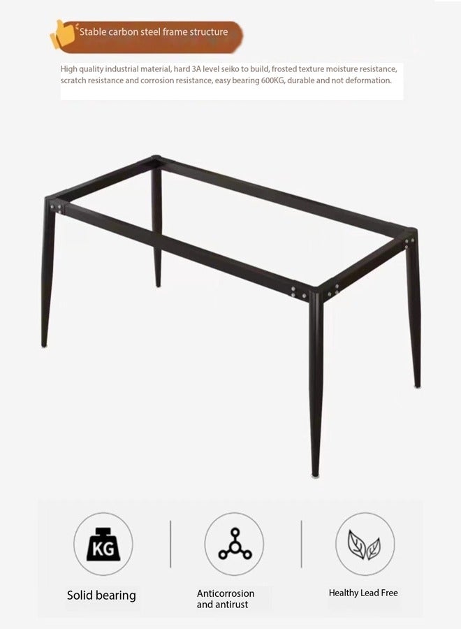 fashionhome 1-Piece Modern Round Edge Design Kitchen Table with Stone Top and Steel Legs Slate Dinning Table for Living Room Dinning Room Home and Offices 120x70x75 cm  - Image 5