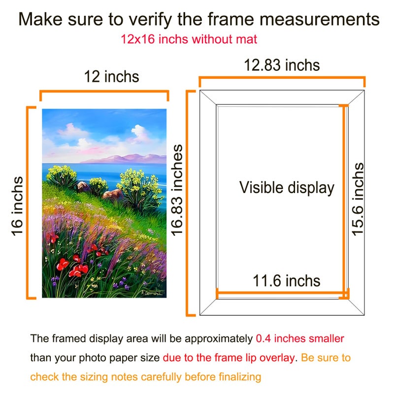 BESCRCL 12x16 Frame Wall Hanging Picture Frames, Black, 1 Pack - Image 2