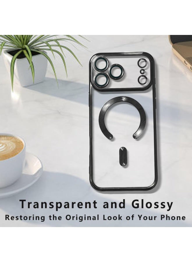 غطاء مغناطيسي لهاتف iPhone 17 Pro max مع واقي عدسة الكاميرا الكامل من Mag Safe، غطاء هاتف شفاف ناعم لهاتف iPhone 17 Pro Max - Image 4