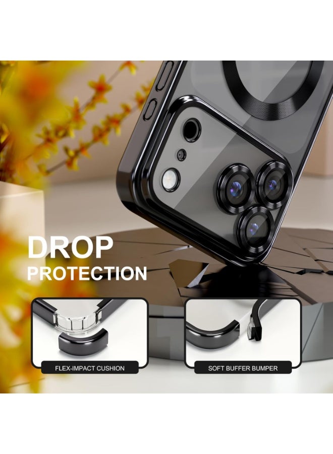 غطاء مغناطيسي لهاتف iPhone 17 Pro max مع واقي عدسة الكاميرا الكامل من Mag Safe، غطاء هاتف شفاف ناعم لهاتف iPhone 17 Pro Max - Image 2