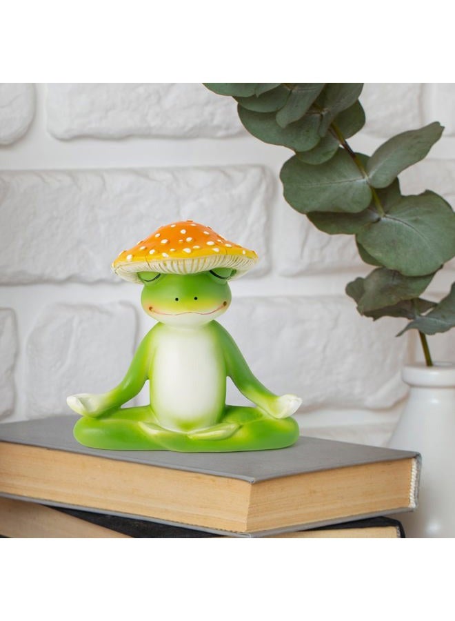 CYjorkbgg Meditation Frog Resin Statue - Yoga Meditation Frog Statue for Desk Living Room Resin Figurine for Home Patio Office Decoration Cute Plant Statues for Tabletop Garden Office Backyard Decor - Image 4