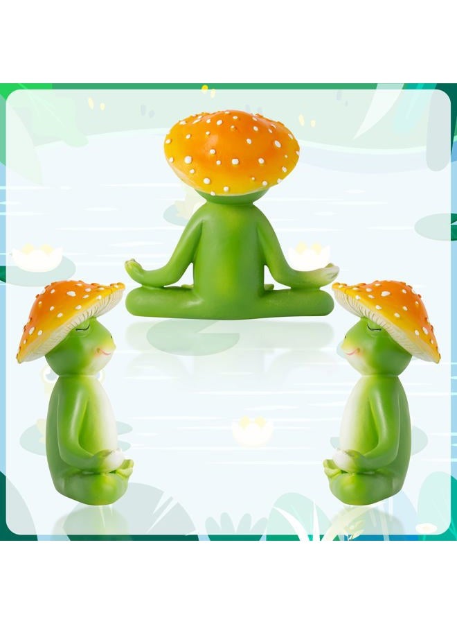 CYjorkbgg Meditation Frog Resin Statue - Yoga Meditation Frog Statue for Desk Living Room Resin Figurine for Home Patio Office Decoration Cute Plant Statues for Tabletop Garden Office Backyard Decor - Image 3