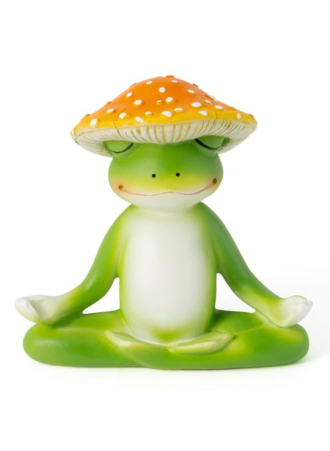 CYjorkbgg Meditation Frog Resin Statue - Yoga Meditation Frog Statue for Desk Living Room Resin Figurine for Home Patio Office Decoration Cute Plant Statues for Tabletop Garden Office Backyard Decor - Image 1