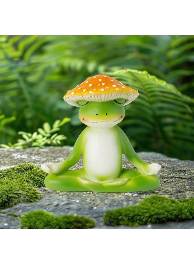 CYjorkbgg Meditation Frog Resin Statue - Yoga Meditation Frog Statue for Desk Living Room Resin Figurine for Home Patio Office Decoration Cute Plant Statues for Tabletop Garden Office Backyard Decor - Image 5