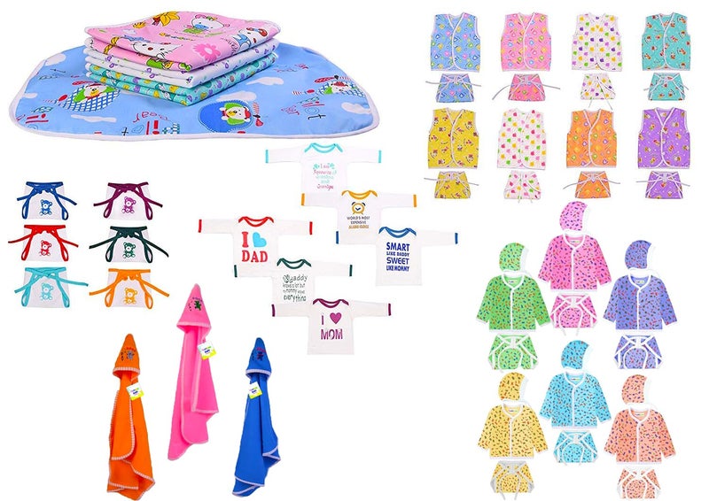 Toddylon New Born Baby Essentials Kit Combo Set | 55 in 1 Baby Combo Pack | New Born Baby Set 0–6 Months | Hospital Bag Kit | Baby Clothes, Bedding & Accessories | Newborn Gift Set - Image 1
