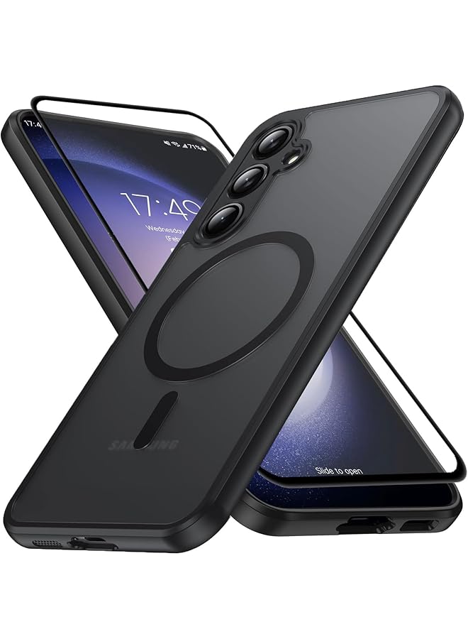 إيروريكس غطاء مغناطيسي 1+1 وواقي شاشة لهاتف سامسونج جالاكسي A55 متوافق مع ماج سيف مصنوع من فولاذ البولي كربونات فائق النحافة ومقاوم للسقوط والصدمات A55 - Image 1