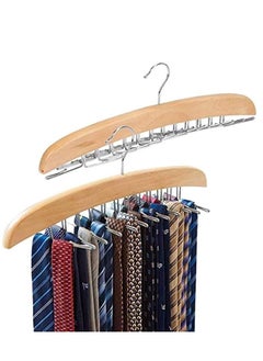 Y&D 2Pcs Pack Tie Belt Hangers Adjustable 24 Clip Scarf Racks Holder Hook Hanger for Closet Organizer Storage Beige  - Image 1