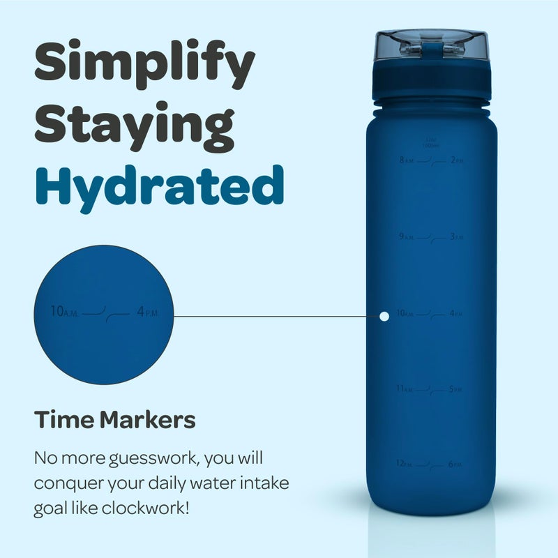 Hydracy Water Bottle with Time Marker -Large 32 oz BPA Free & No Sweat Sleeve -Leak Proof Gym Bottle with Fruit Infuser Strainer & Times to Drink -Ideal Gift for Fitness Sports & Outdoors - Image 2