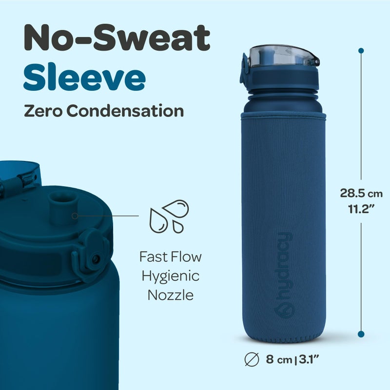 Hydracy Water Bottle with Time Marker -Large 32 oz BPA Free & No Sweat Sleeve -Leak Proof Gym Bottle with Fruit Infuser Strainer & Times to Drink -Ideal Gift for Fitness Sports & Outdoors - Image 5