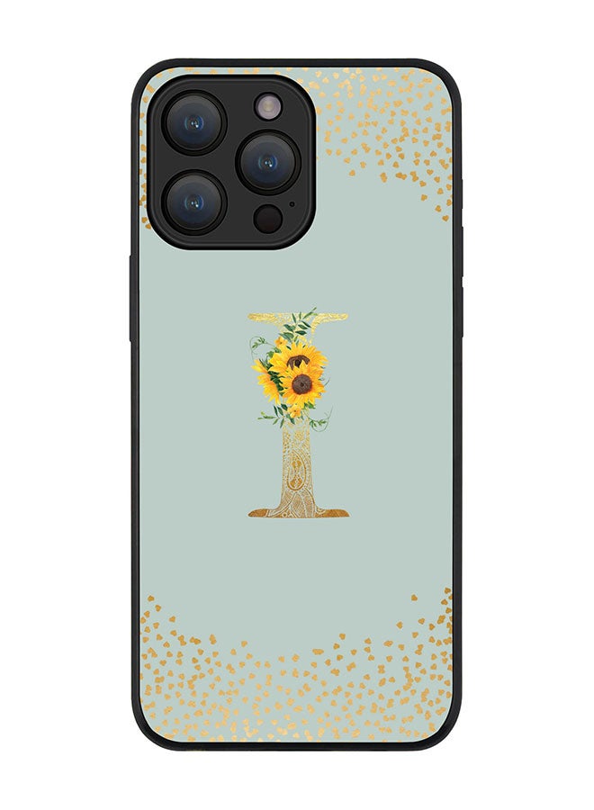 Stylizedd Cover for iPhone 15 Pro Case Rugged Black Slim fit Flexible Protective Cover Custom Monogram Initial Letter Floral Pattern Alphabet - I (Light Grey) - Image 1