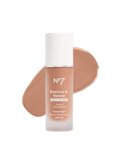 No7 Restore & Renew Multi Action Serum Foundation - Wheat - Liquid Foundation Makeup with Vitamin C, Vitamin E & Collagen for Face - Beauty Skin Serum Formula with Medium Coverage (30ml)  - Image 1