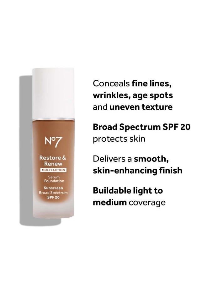 No7 Restore & Renew Multi Action Serum Foundation - Wheat - Liquid Foundation Makeup with Vitamin C, Vitamin E & Collagen for Face - Beauty Skin Serum Formula with Medium Coverage (30ml)  - Image 4