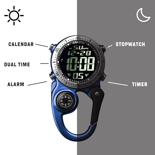 Dakota Digital Backpacker Clip, Fob and Pocket Watch, Alarm, Stopwatch, Timer and Dual Time, Outdoor Gifts for Men and Women, Tactical Digital Watch - Image 5