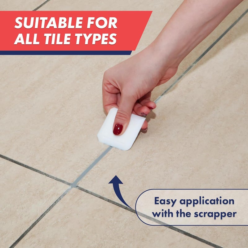 ZippySolve Tile Grout, Repair Kit, 2 Pack Grout Filler, Restore & Renew Tile Joints Line, Fast Drying Tile Grout Paint Squeeze Tube for Bathroom Shower Kitchen Floor, Waterproof (17.6 oz, Grey) - Image 5