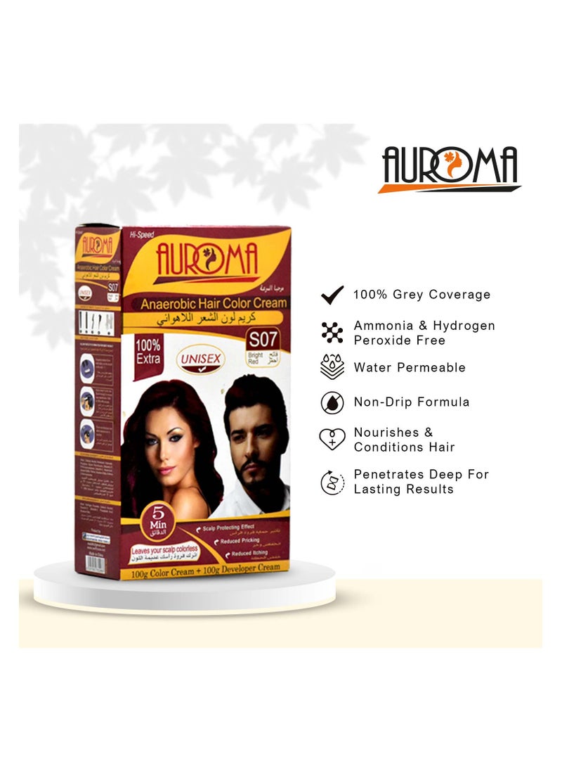 AUROMA Auroma Ammonia free Hair Color S07 Bright Red  - Image 2