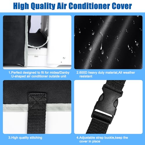 Garpernics Heavy Duty Air Conditioner Cover Outside Unit for Midea U Shaped 8000/10000/120000 BTU Garpernics Window AC Winter Cover Outdoor with Straps Dust-proof waterproof - Image 4