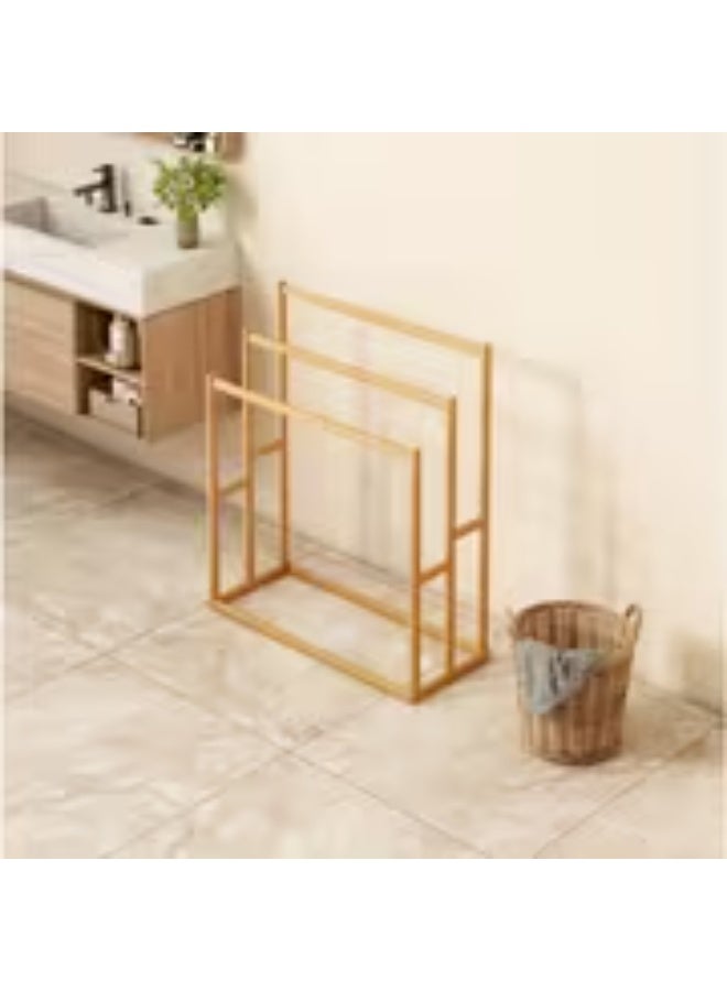 erorex Elegant Bamboo Towel Rack – Freestanding 3-Tier Space-Saving Organizer for Bathroom & Pool, Indoor/Outdoor Drying Rack - Image 3
