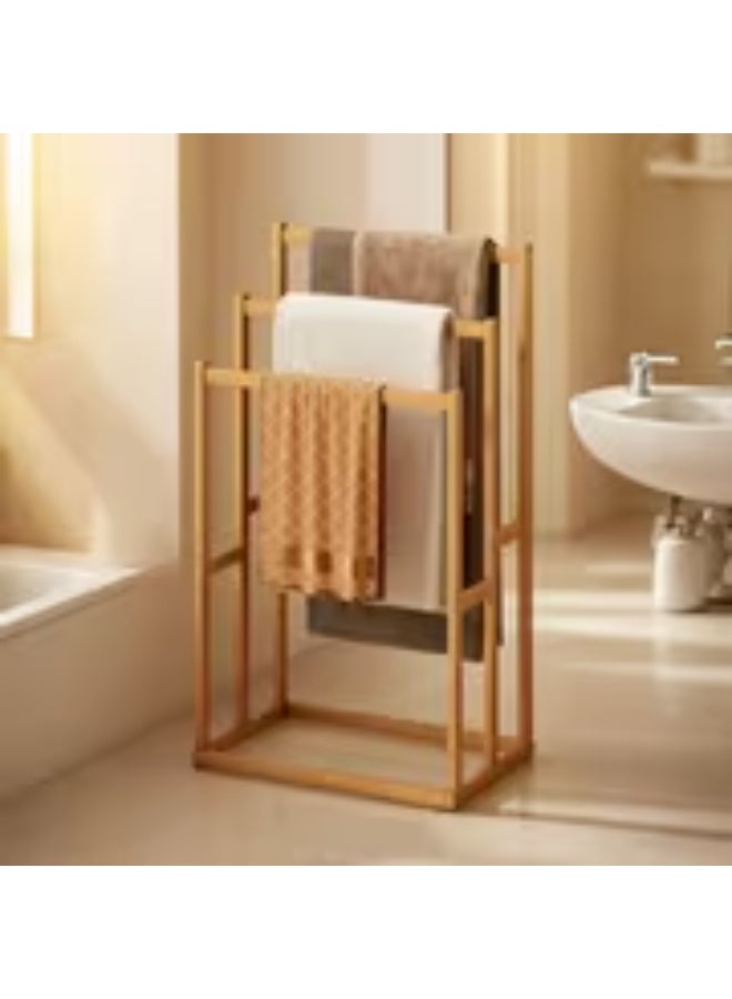 erorex Elegant Bamboo Towel Rack – Freestanding 3-Tier Space-Saving Organizer for Bathroom & Pool, Indoor/Outdoor Drying Rack - Image 4