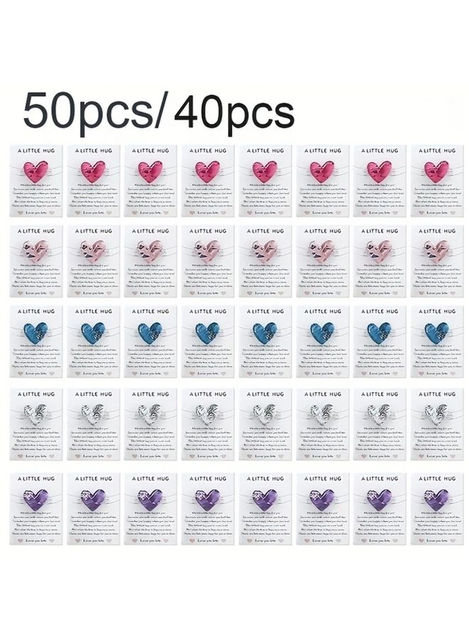 50pcs Heart Shaped Pocket Hug Cards With Encouraging Messages Random Color - Image 1