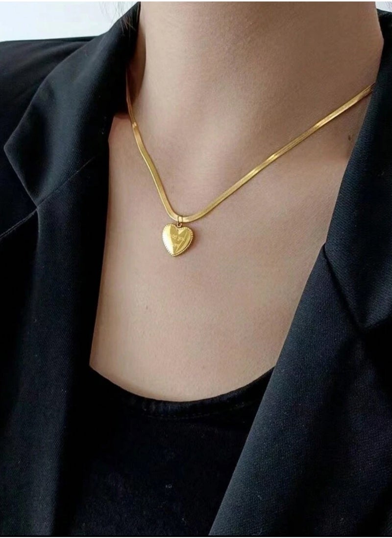 sixtyfour Elegant Stainless Steel Gold Plated Necklace For Women  - Image 1