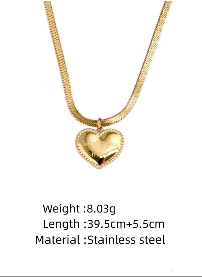 sixtyfour Elegant Stainless Steel Gold Plated Necklace For Women  - Image 5
