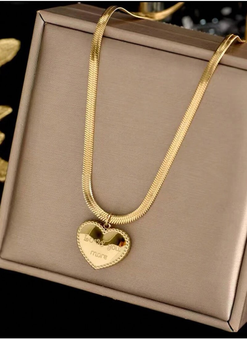 sixtyfour Elegant Stainless Steel Gold Plated Necklace For Women  - Image 3