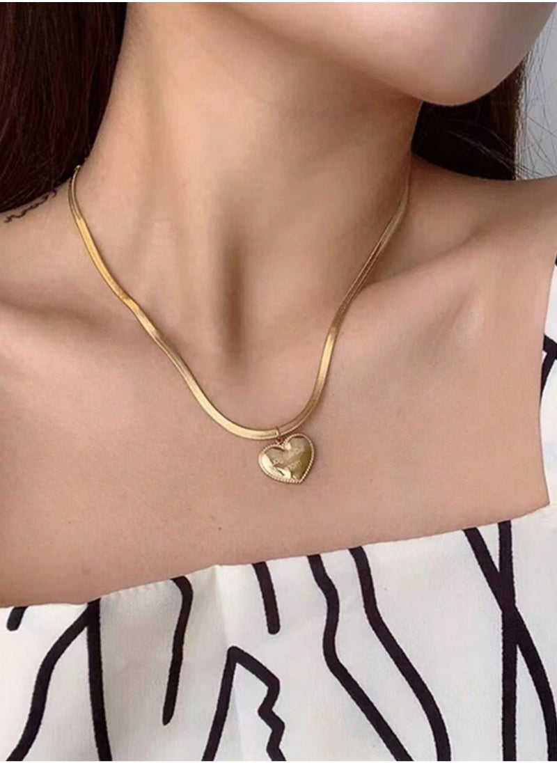 sixtyfour Elegant Stainless Steel Gold Plated Necklace For Women  - Image 2