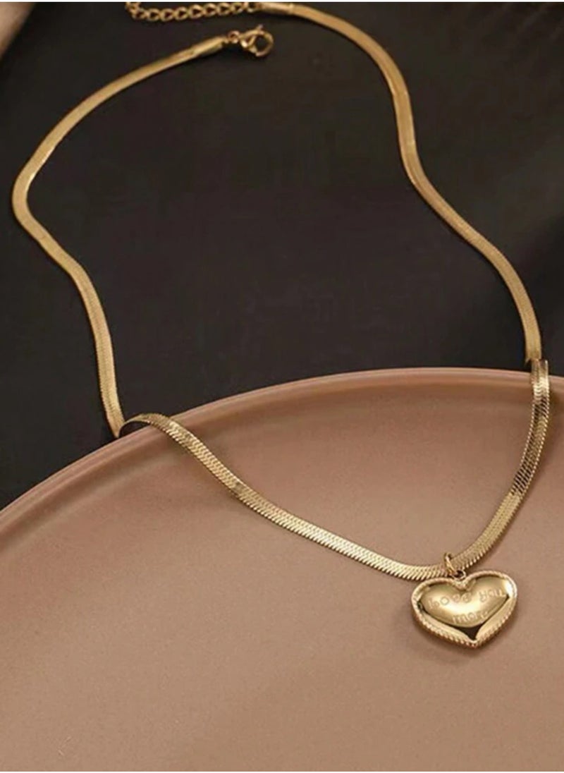 sixtyfour Elegant Stainless Steel Gold Plated Necklace For Women  - Image 4