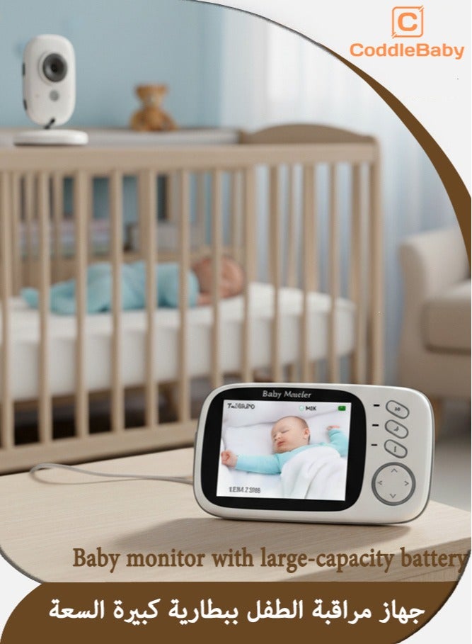 CoddleBaby Video Baby Monitor with Camera and Audio, 3.2 inch LCD Digital Screen Support VOX Night Vision Temperature Monitoring Lullabies Playing and 2-Way Talk - Image 1