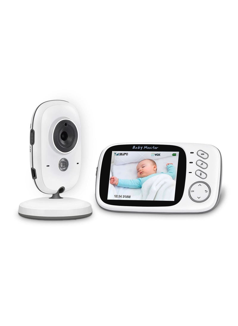 LONZEN - Video Baby Monitor with Camera and Audio, 3.2 inch LCD Digital Screen Support VOX Night Vision Temperature Monitoring Lullabies Playing and 2-Way Talk - Image 1