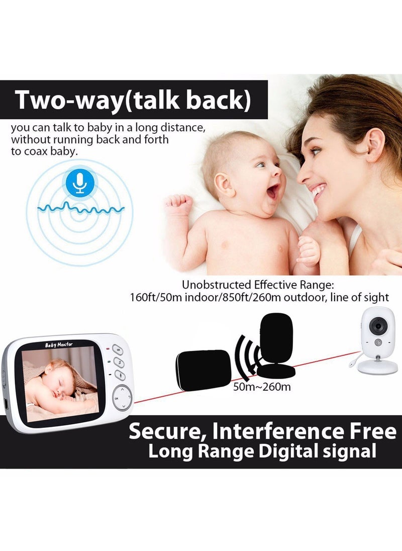 LONZEN - Video Baby Monitor with Camera and Audio, 3.2 inch LCD Digital Screen Support VOX Night Vision Temperature Monitoring Lullabies Playing and 2-Way Talk - Image 1