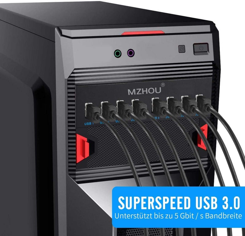 Mzhou 8-Port USB 3.0 Front Panel Hub Expansion Card - with 19-Pin & SATA Cables, 5 Mounting Screws - Compatible with Windows XP/7/8/10 & Linux - Desktop PC Internal USB Hub for Case Expansion - Image 5