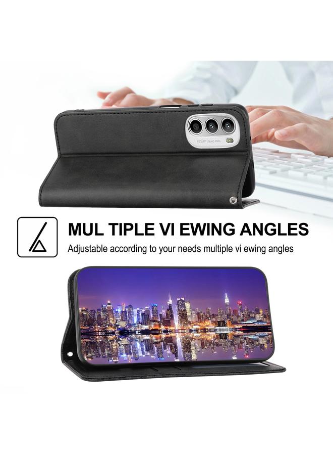 اس-توب جراب لهاتف Motorola Moto G22 4G/E32s، مصنوع من الجلد بتصميم شبكي مكعب مع إغلاق مغناطيسي وملمس جلد العجل - Image 4