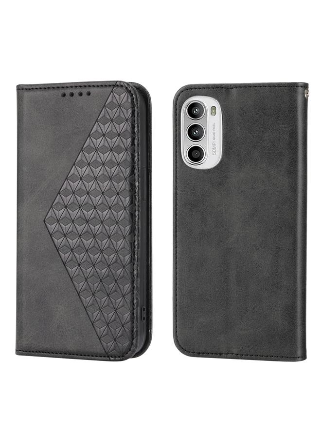 اس-توب جراب لهاتف Motorola Moto G22 4G/E32s، مصنوع من الجلد بتصميم شبكي مكعب مع إغلاق مغناطيسي وملمس جلد العجل - Image 2