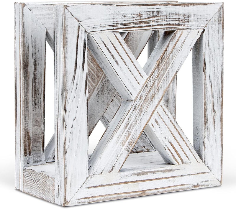 PUERSI Farmhouse Wooden Napkin Holder for Tables Rustic Kitchen Decor for Counter Ideal Napkin Dispenser for Dining Counter tops White - Image 1