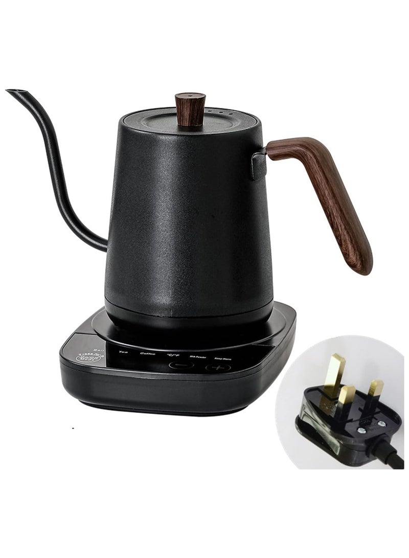 TOMSHOO Gooseneck Electric Kettle Temperature Control 0.8L, 4 Modes Pour Over Coffee and Tea Kettle Wood Handle, 100% Stainless Steel Inner with Leak Proof Design, 1000W Rapid Heating,Smart Control,Black - Image 1