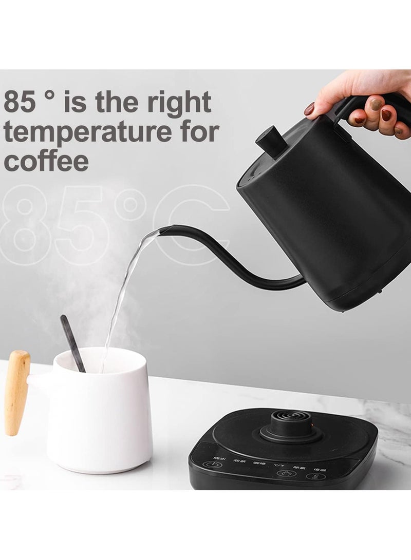 TOMSHOO Gooseneck Electric Kettle Temperature Control 0.8L, 4 Modes Pour Over Coffee and Tea Kettle Wood Handle, 100% Stainless Steel Inner with Leak Proof Design, 1000W Rapid Heating,Smart Control,Black - Image 3